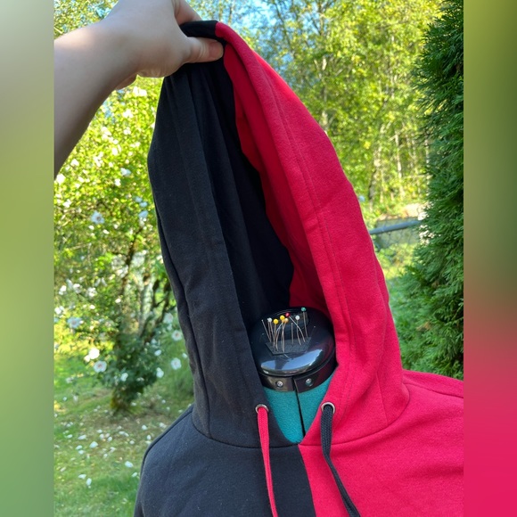 Social Collision Split Red/Black Devil Hoodie - Picture 2 of 7